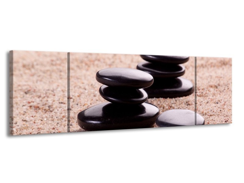 Canvas schilderij Stenen | Zwart, Bruin, Wit | 170x50cm 3Luik