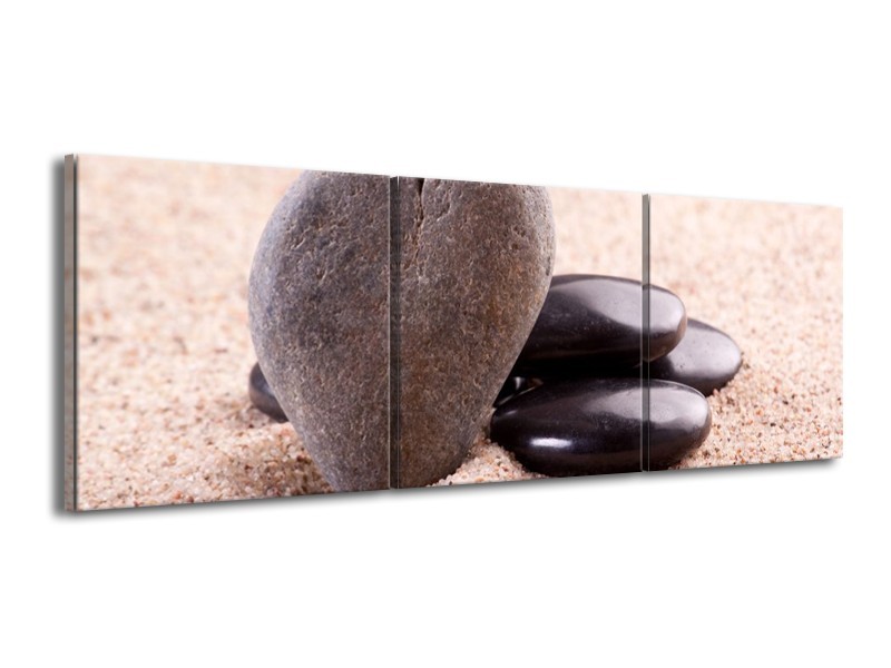 Canvas schilderij Stenen | Bruin, Zwart, Grijs | 150x50cm 3Luik