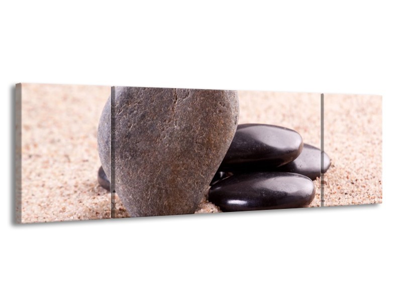 Canvas schilderij Stenen | Bruin, Zwart, Grijs | 170x50cm 3Luik