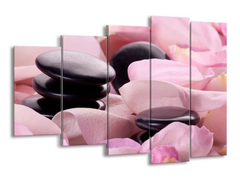 Canvas schilderij Stenen | Roze, Zwart | 150x100cm 5Luik