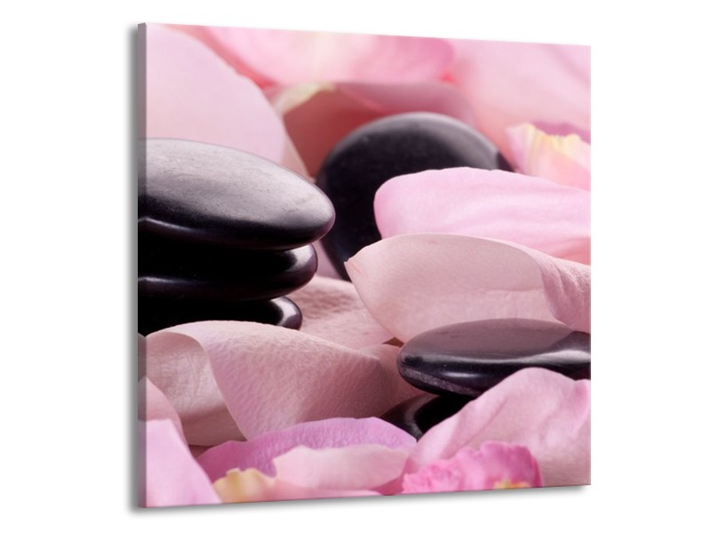 Glas schilderij Stenen | Roze, Zwart | 50x50cm 1Luik