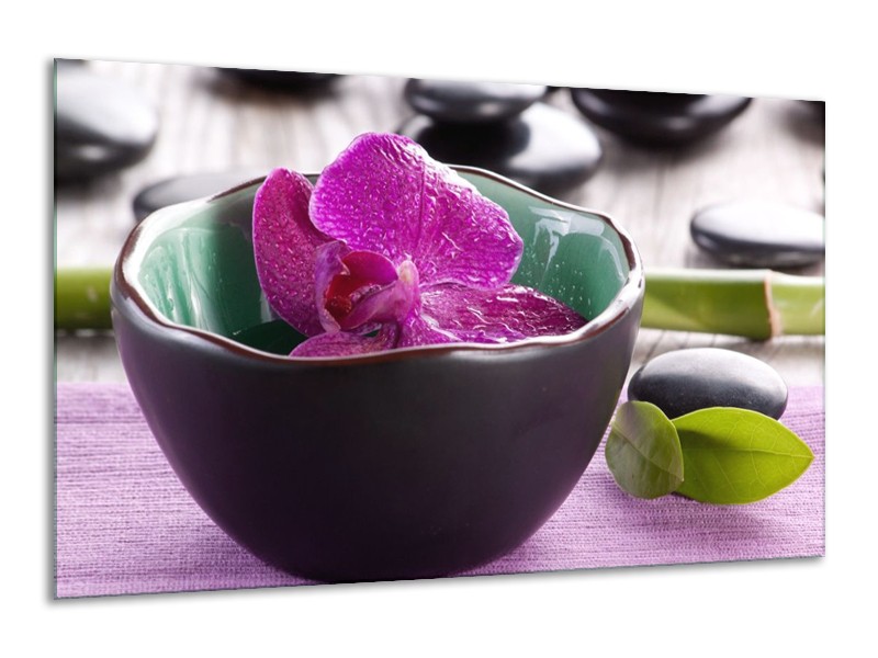 Canvas schilderij Orchidee | Paars, Groen | 120x70cm 1Luik