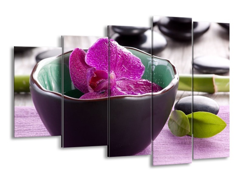 Canvas schilderij Orchidee | Paars, Groen | 150x100cm 5Luik