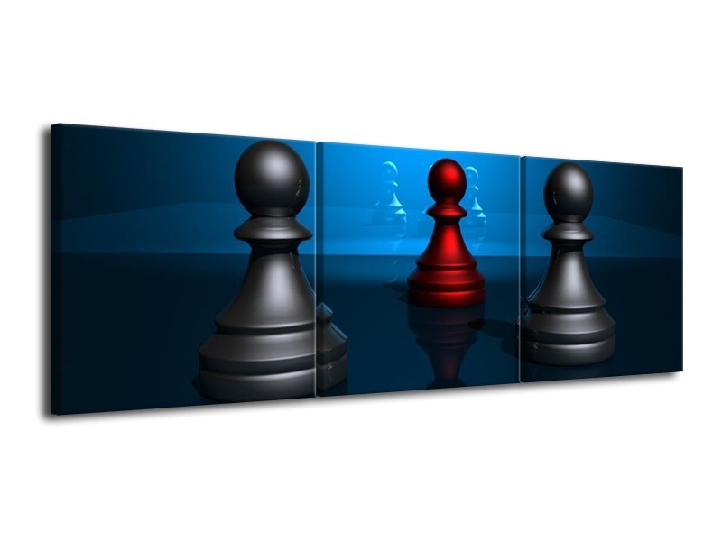 Glas schilderij Spel | Blauw, Rood, Grijs | 120x40cm 3Luik