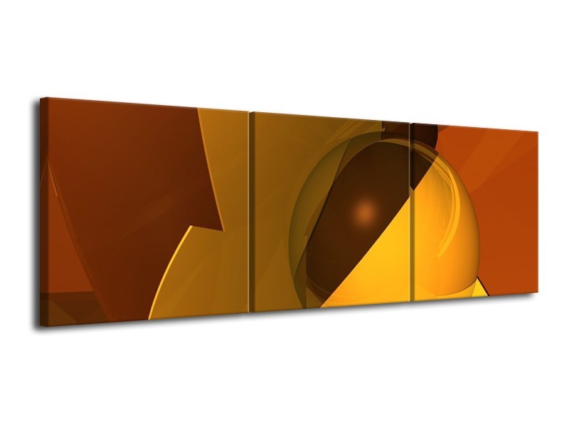 Glas schilderij Abstract | Bruin, Geel | 120x40cm 3Luik