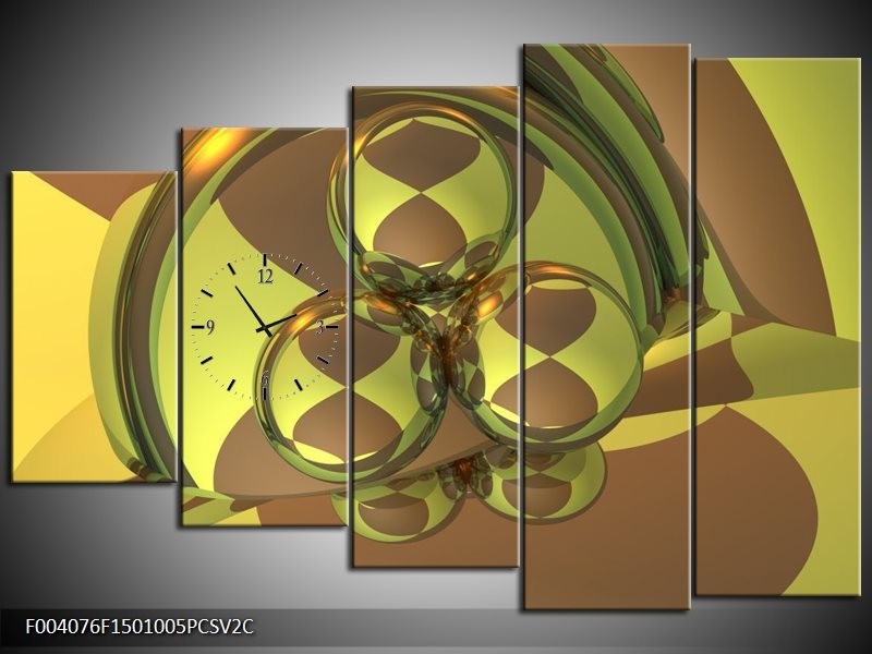 Klok schilderij Abstract | Groen, Grijs | 150x100cm 5Luik