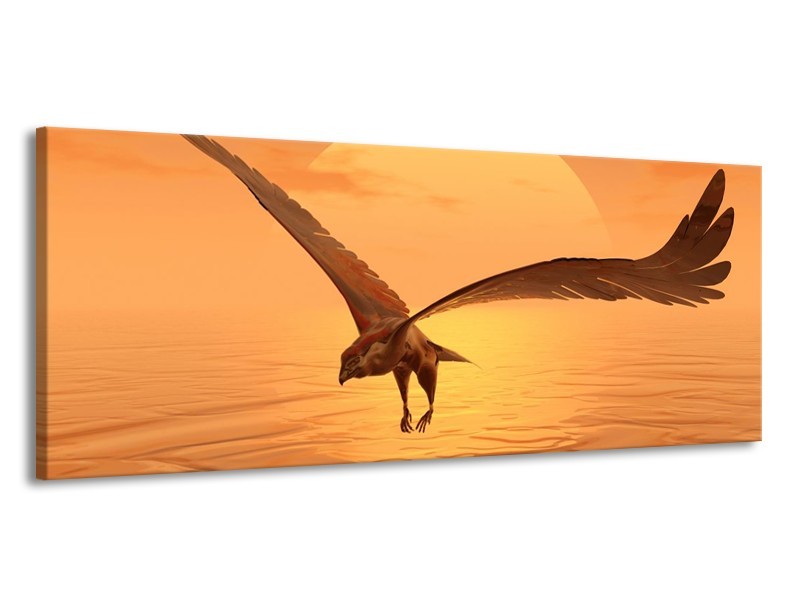 Canvas schilderij Vogel | Geel, Bruin | 145x58cm 1Luik