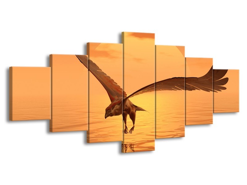 Canvas schilderij Vogel | Geel, Bruin | 210x100cm 7Luik