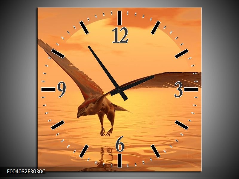 Klok schilderij Vogel | Geel, Bruin | 30x30cm 1Luik