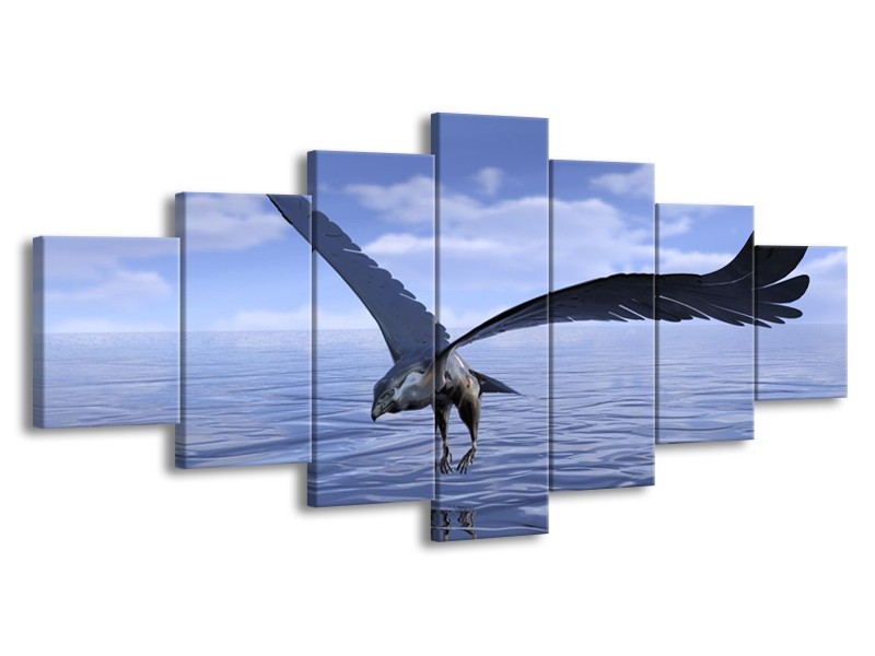 Canvas schilderij Vogel | Blauw, Wit | 210x100cm 7Luik