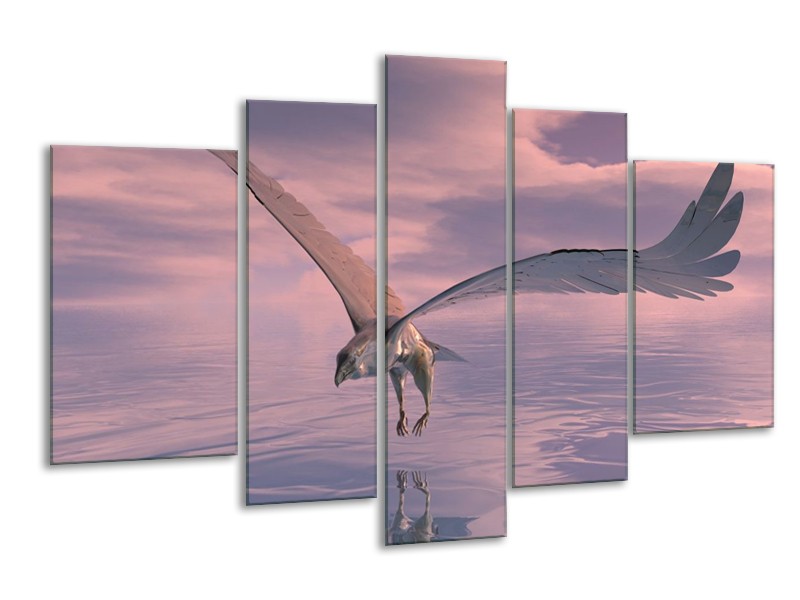 Canvas schilderij Vogel | Grijs, Wit | 170x100cm 5Luik