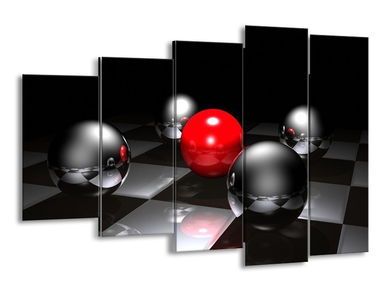 Glas schilderij Ball | Rood, Zwart, Grijs | 150x100cm 5Luik