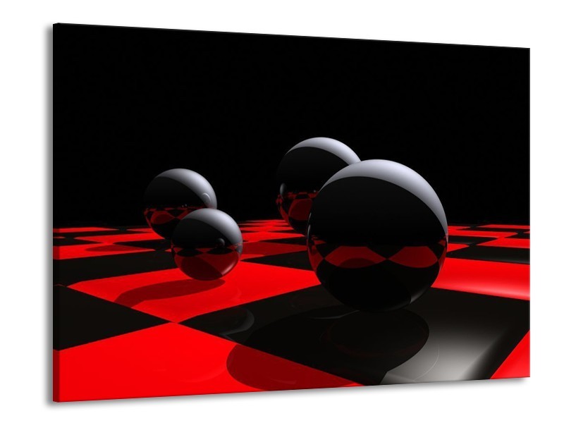 Glas schilderij Cirkel | Rood, Zwart, Wit | 100x70cm 1Luik