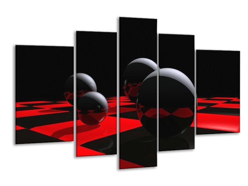 Glas schilderij Cirkel | Rood, Zwart, Wit | 170x100cm 5Luik