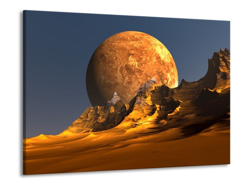 Glas schilderij Maan | Geel, Bruin, Grijs | 100x70cm 1Luik