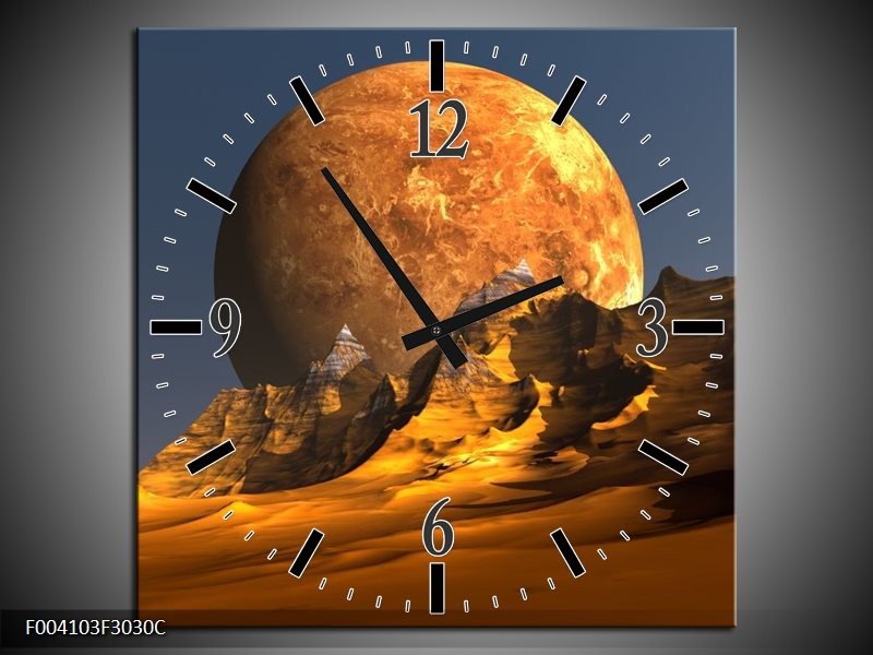 Klok schilderij Maan | Geel, Bruin, Grijs | 30x30cm 1Luik