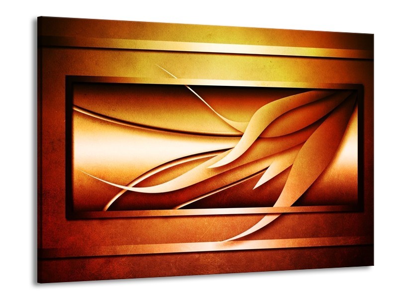 Glas schilderij Abstract | Geel, Bruin, Oranje | 100x70cm 1Luik
