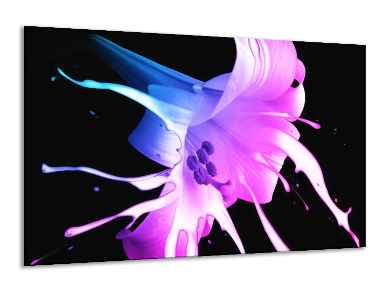 Canvas schilderij Bloem | Zwart, Paars, Blauw | 120x70cm 1Luik