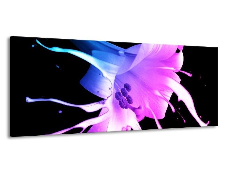 Canvas schilderij Bloem | Zwart, Paars, Blauw | 145x58cm 1Luik