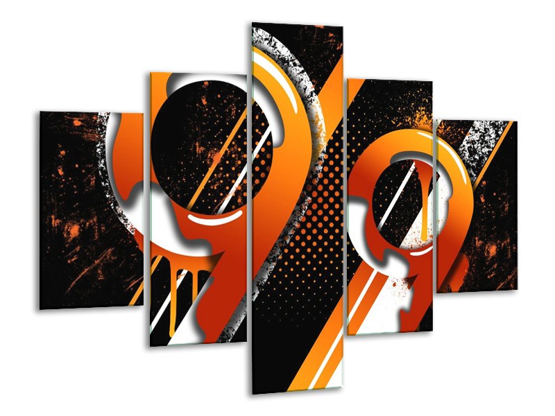 Canvas schilderij Abstract | Oranje, Geel, Zwart | 100x70cm 5Luik