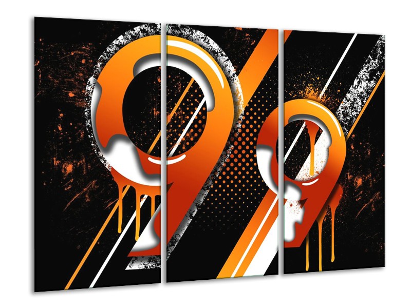 Canvas schilderij Abstract | Oranje, Geel, Zwart | 120x80cm 3Luik