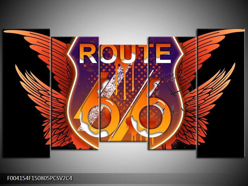 Klok schilderij Abstract | Oranje, Paars, Geel | 150x80cm 5Luik