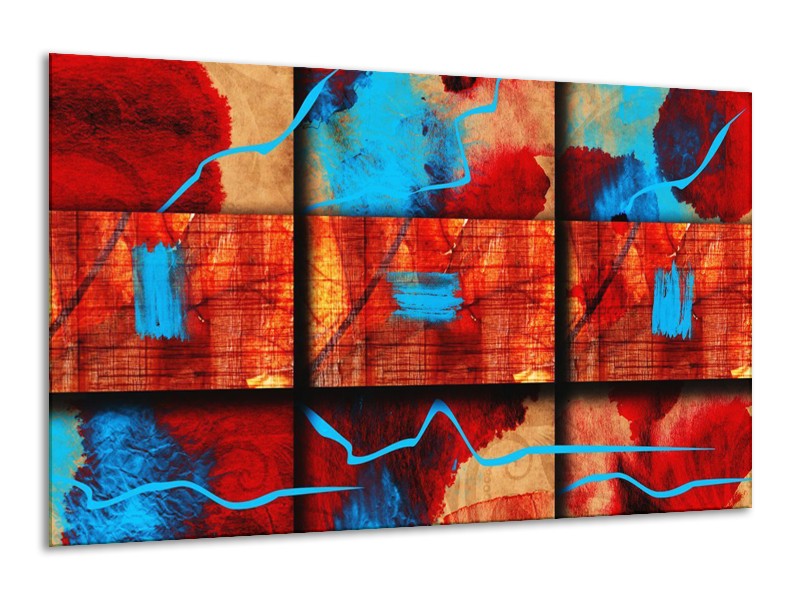 Canvas schilderij Abstract | Blauw, Oranje, Rood | 120x70cm 1Luik