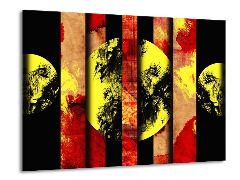 Glas schilderij Abstract | Geel, Zwart, Rood | 100x70cm 1Luik