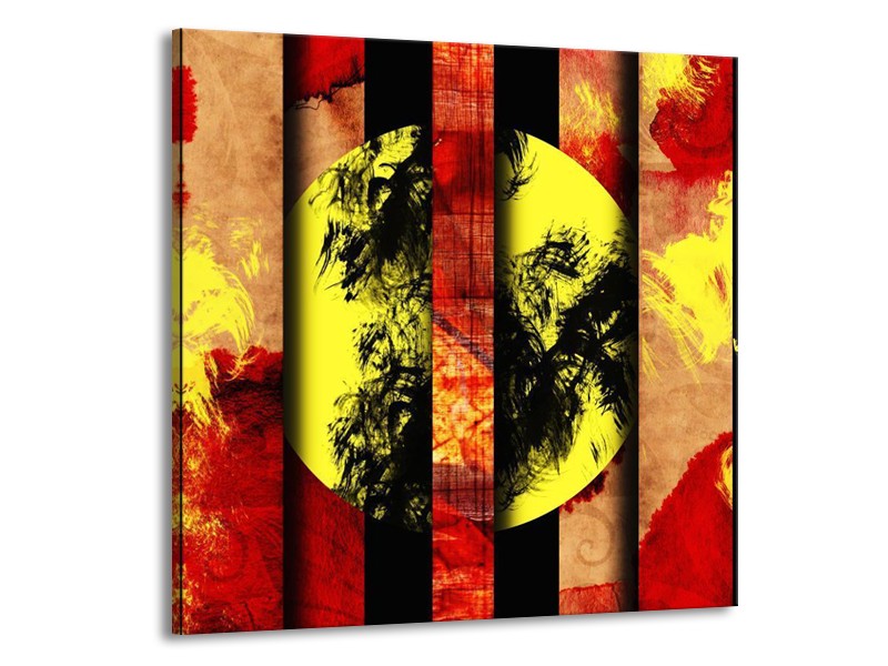 Canvas schilderij Abstract | Geel, Zwart, Rood | 50x50cm 1Luik