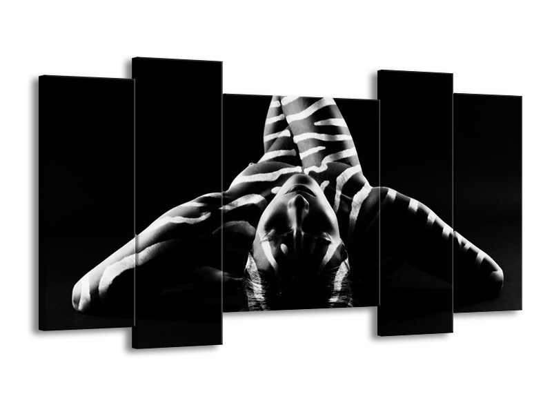 Glas schilderij Abstract | Zwart, Wit, Grijs | 120x65cm 5Luik
