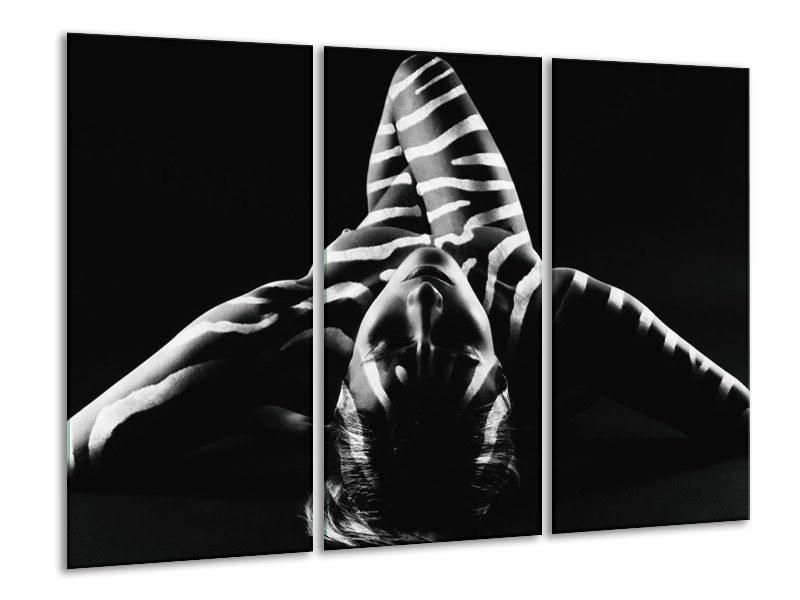 Glas schilderij Abstract | Zwart, Wit, Grijs | 120x80cm 3Luik