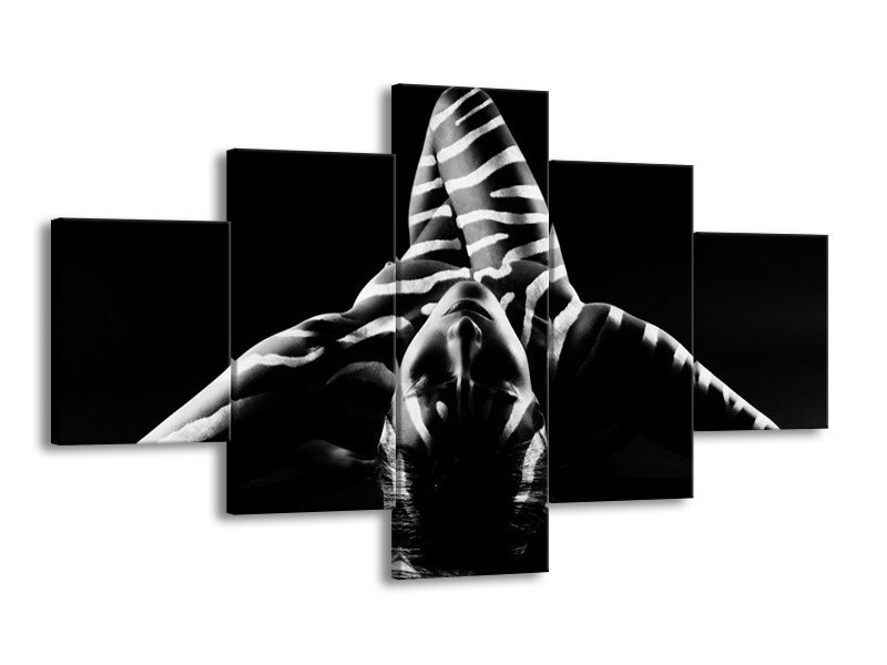 Glas schilderij Abstract | Zwart, Wit, Grijs | 125x70cm 5Luik