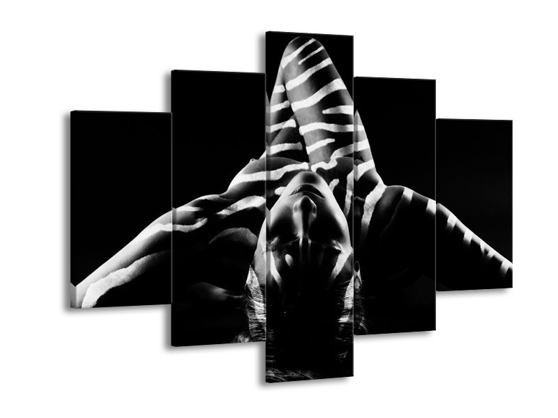 Canvas schilderij Abstract | Zwart, Wit, Grijs | 150x105cm 5Luik