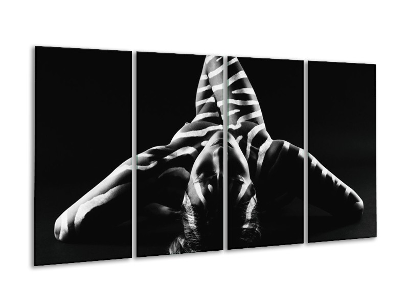 Glas schilderij Abstract | Zwart, Wit, Grijs | 160x80cm 4Luik