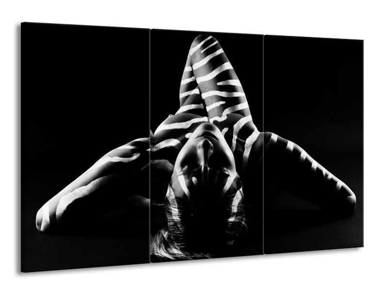 Glas schilderij Abstract | Zwart, Wit, Grijs | 165x100cm 3Luik