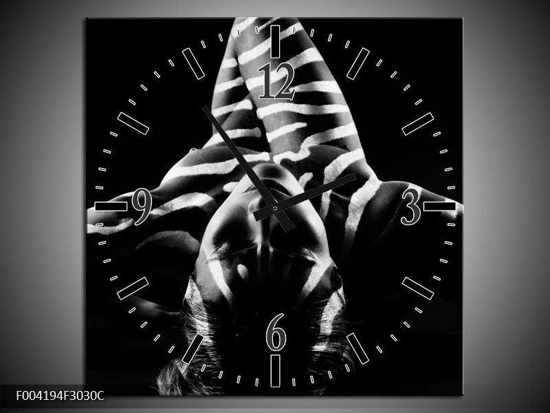 Klok schilderij Abstract | Zwart, Wit, Grijs | 30x30cm 1Luik