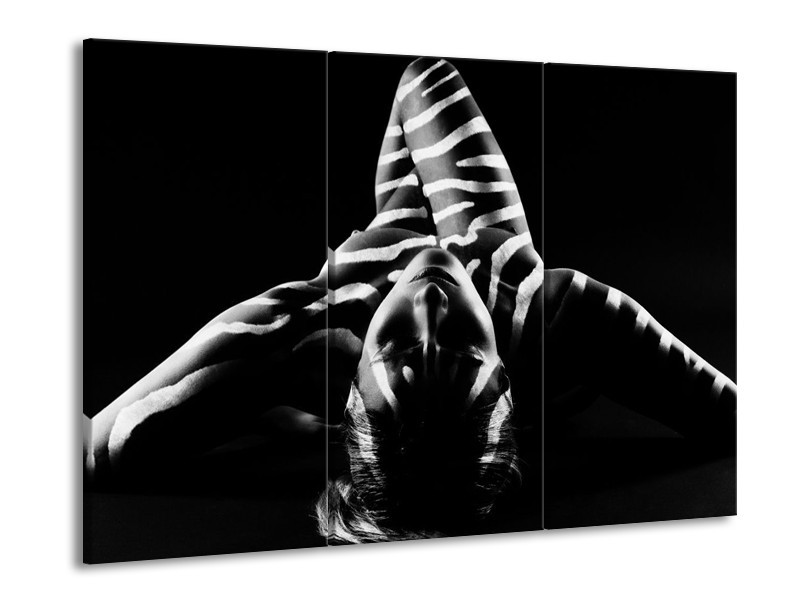 Glas schilderij Abstract | Zwart, Wit, Grijs | 90x60cm 3Luik