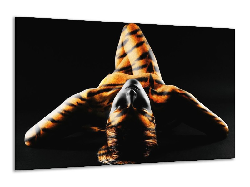 Canvas schilderij Abstract | Oranje, Zwart, Geel | 120x70cm 1Luik