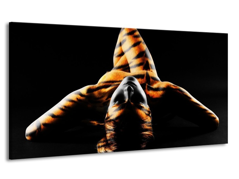 Canvas schilderij Abstract | Oranje, Zwart, Geel | 170x90cm 1Luik