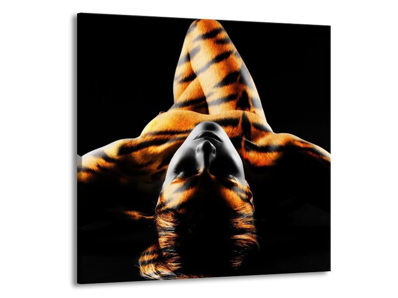 Canvas schilderij Abstract | Oranje, Zwart, Geel | 50x50cm 1Luik