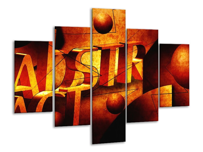 Canvas schilderij Abstract | Oranje, Geel | 100x70cm 5Luik
