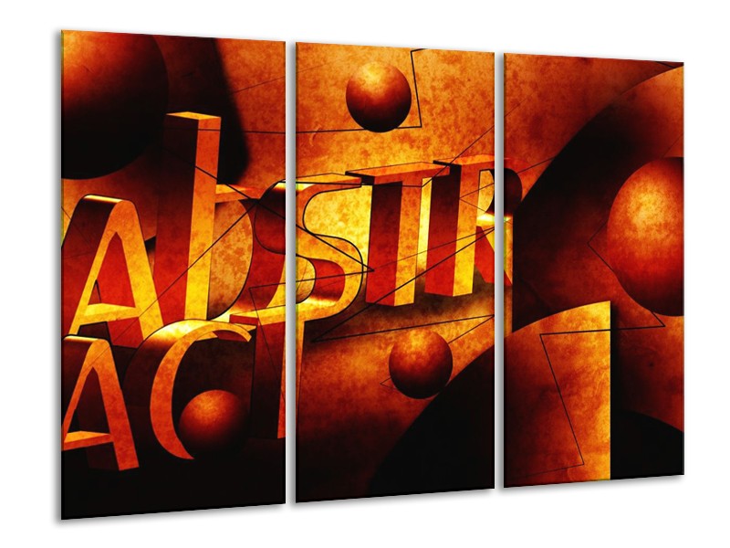 Canvas schilderij Abstract | Oranje, Geel | 120x80cm 3Luik