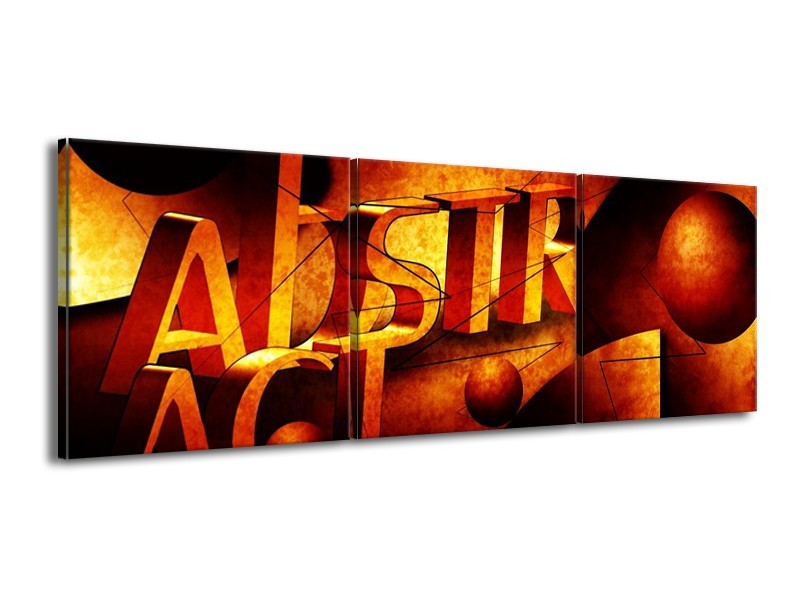 Canvas schilderij Abstract | Oranje, Geel | 150x50cm 3Luik