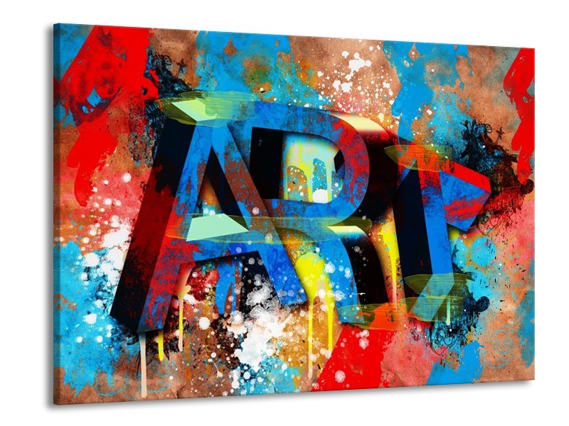Canvas schilderij Abstract | Blauw, Geel, Rood | 100x70cm 1Luik