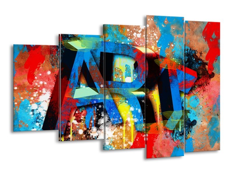 Canvas schilderij Abstract | Blauw, Geel, Rood | 150x100cm 5Luik