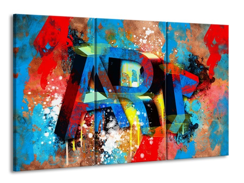 Canvas schilderij Abstract | Blauw, Geel, Rood | 165x100cm 3Luik