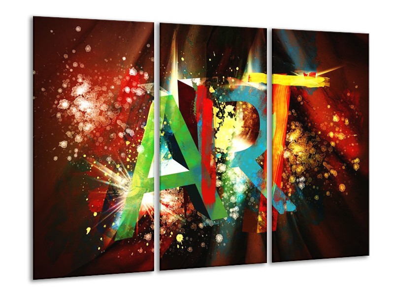 Canvas schilderij Abstract | Groen, Rood, Blauw | 120x80cm 3Luik