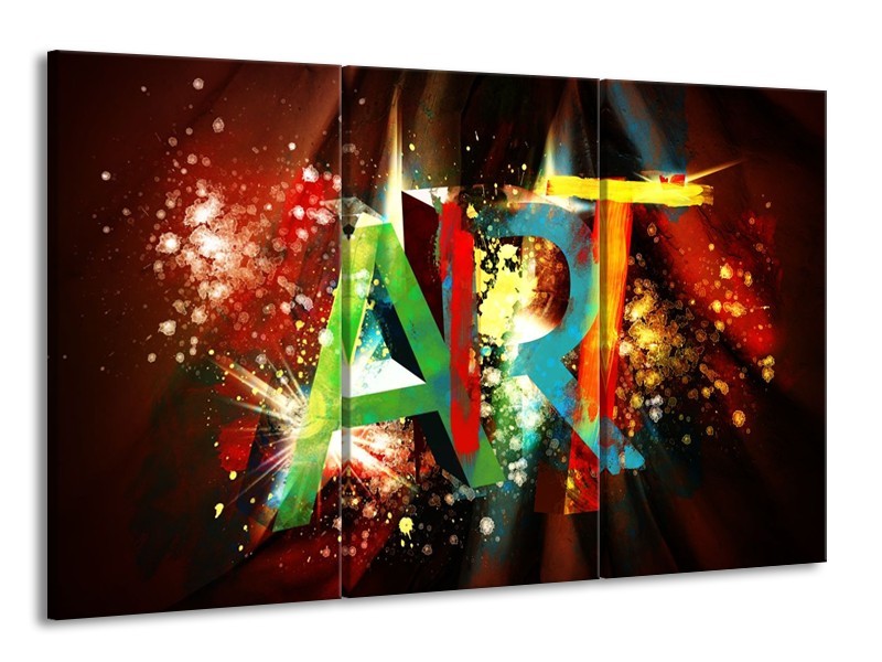Canvas schilderij Abstract | Groen, Rood, Blauw | 165x100cm 3Luik