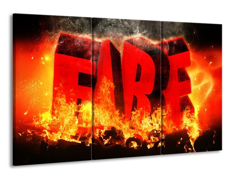 Canvas schilderij Abstract | Rood, Oranje, Geel | 165x100cm 3Luik