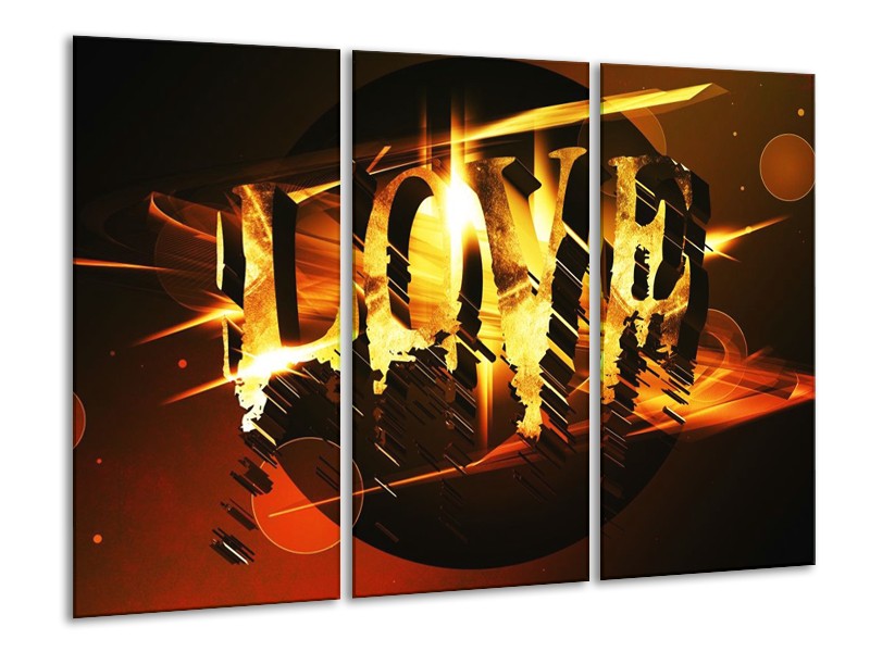 Canvas schilderij Abstract | Oranje, Geel, Zwart | 120x80cm 3Luik